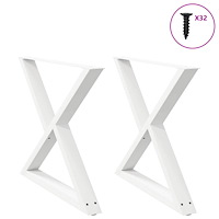 vidaXL Matbordsben 2 st vit 90x(72-73,3) cm stål