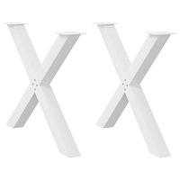 vidaXL Matbordsben X-formade 2 st vita 90x(72-73) cm stål