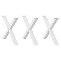 vidaXL Matbordsben X-formad 3 st vit 90x(72-73) cm stål