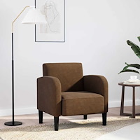 vidaXL Soffstol med armstöd brun 54 cm konstläder