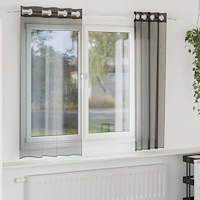vidaXL Voile gardiner med genomföringar 2 st svart 140x140 cm