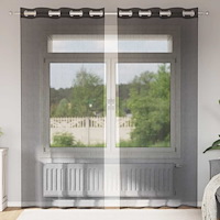 vidaXL Voile gardiner med genomföringar 2 st svart 140x245 cm