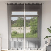 vidaXL Voile gardiner med genomföringar 2 st svart 140x300 cm