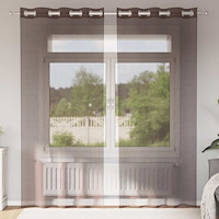 vidaXL Voile gardiner med genomföringar 2 st brun 140x225 cm