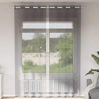vidaXL Voile gardiner med genomföringar 2 st mörkgrå 140x300 cm