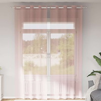 vidaXL Voile gardiner med genomföringar 2 st ljusrosa 140x300 cm