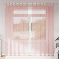 vidaXL Voile gardiner med stångfickor 2 st rosa