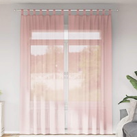 vidaXL Voile gardiner med stångfickor 2 st rosa
