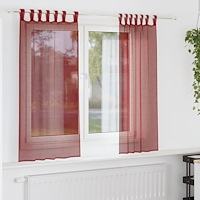 vidaXL Voile gardiner med stångfickor 2 st vinröd