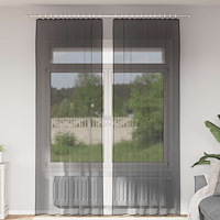 vidaXL Voile gardiner med fliktopp 2 st svart