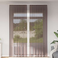 vidaXL Voile gardiner med fliktopp 2 st brun