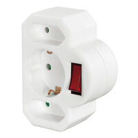 Hama Socket Adapter 3-way with Switch White