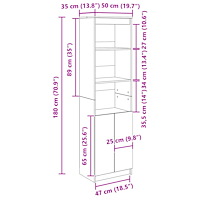 vidaXL Highboard Sonoma ek 50x35x180 cm konstruerat trä