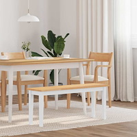vidaXL Bänk 110 cm vitt massivt trä gummi