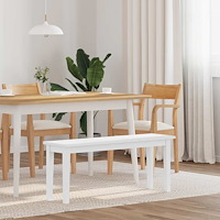 vidaXL Bänk 110 cm vitt massivt trä gummi