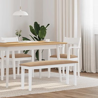vidaXL Bänk 110 cm vitt massivt trä gummi