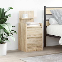 vidaXL Sängbord med 2 lådor sonoma ek 38x34x80 cm