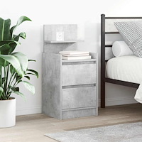 vidaXL Sängbord med 2 lådor 2 st betonggrå 38x34x80 cm