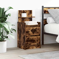 vidaXL Sängbord med 2 lådor 2 st rökt ek 38x34x80 cm