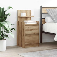 vidaXL Sängbord med 2 lådor hantverksmässig ek 38x34x80 cm