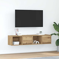 vidaXL TV-bänkar 2 st hantverksmässig ek 60x31x25,5 cm konstruerat trä