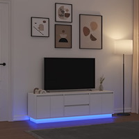 vidaXL TV-bänk med LED-lampor vit 160,5x41x50 cm