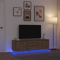 vidaXL TV-bänk med LED-lampor hantverksmässig ek 160,5x41x50 cm