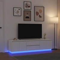 vidaXL TV-bänk med LED-lampor vit 193,5x41x50 cm