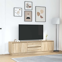 vidaXL TV-bänk med LED-lampor sonoma ek 193,5x41x50 cm