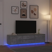 vidaXL TV-bänk med LED-lampor betonggrå 193,5x41x50 cm