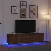 vidaXL TV-bänk med LED-lampor brun ek 193,5x41x50 cm