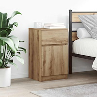 vidaXL Sängbord hantverksmässig ek 39x35x65 cm konstruerat trä
