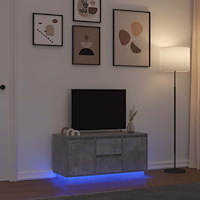 vidaXL TV-bänk med LED-lampor betonggrå 100x41x50 cm
