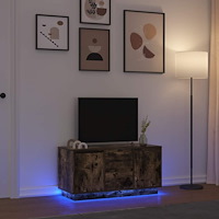 vidaXL TV-bänk med LED-lampor rökt ek 100x41x50 cm