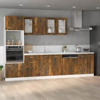 vidaXL Skåp för mikrovågsugn “Lyon” rökfärgad ek 60x57x207 cm
