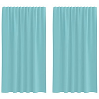 vidaXL Voile gardiner med öglor 2 st, turkos 140x175 cm