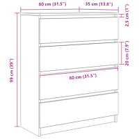 vidaXL Skänk rökt ek 80x35x99 cm konstruerat trä