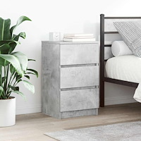 vidaXL Sängbord med 3 lådor 2 st betonggrå 39x35x65 cm