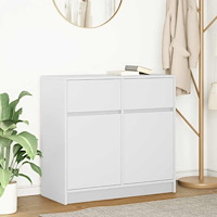 vidaXL Skänk med låda vit 80x34x76 cm konstruerat trä