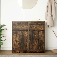 vidaXL Skänk med låda rökt ek 80x34x76 cm konstruerat trä