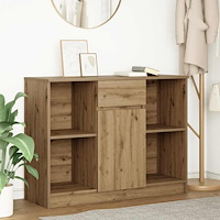 vidaXL Skänk med låda hantverksmässig ek 101x35x76 cm konstruerat trä