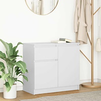 vidaXL Skänk med låda vit 71x35x65 cm konstruerat trä