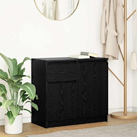 vidaXL Skänk med låda svart ek 71x35x65 cm konstruerat trä