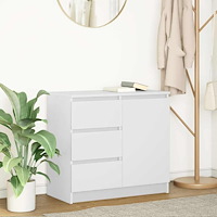 vidaXL Skänk med låda vit 71x35x65 cm konstruerat trä