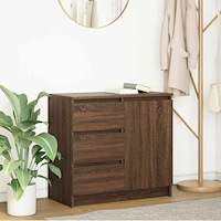 vidaXL Skänk med låda brun ek 71x35x65 cm konstruerat trä