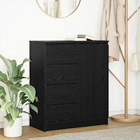 vidaXL Skänk med lådor svart ek 71x35x84 cm konstruerat trä