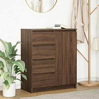 vidaXL Skänk med lådor brun ek 71x35x84 cm konstruerat trä