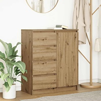 vidaXL Skänk med lådor hantverksmässig ek 71x35x84 cm konstruerat trä