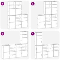 vidaXL Sidoskåp 5 st "ODDA" vit 40x24x79 cm massivt trä furu