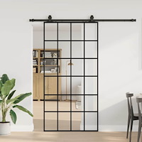 vidaXL Skjutdörr med beslag svart 102x205 cm ESG-glas